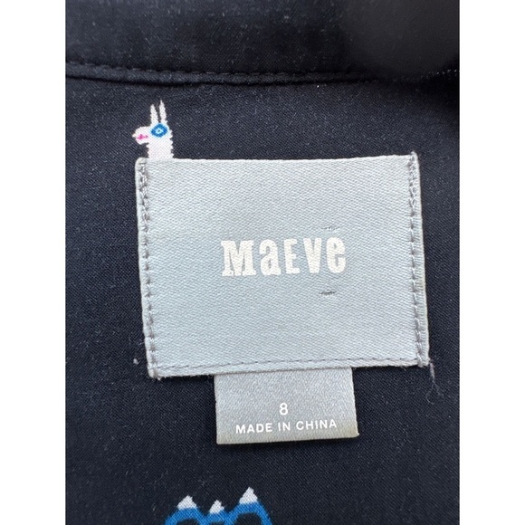 Anthropologie Maeve Llama Print V-Neck Button Down Shirt - Picture 9 of 13